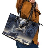 Navy Veteran 250th Anniversary Leather Tote Bag Forged Of Salt And Steel - Wonder Print Shop