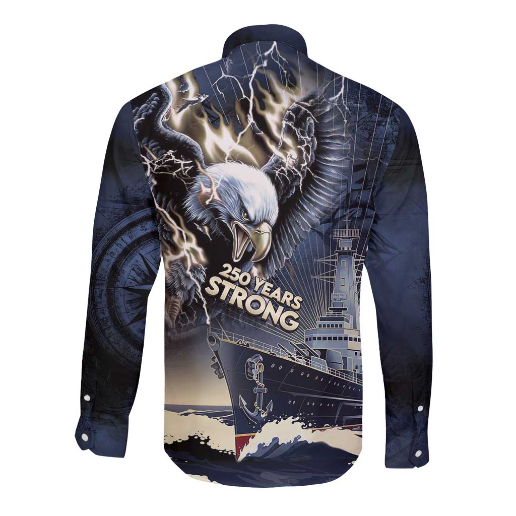 Navy Veteran 250th Anniversary Long Sleeve Button Shirt Forged Of Salt And Steel - Wonder Print Shop