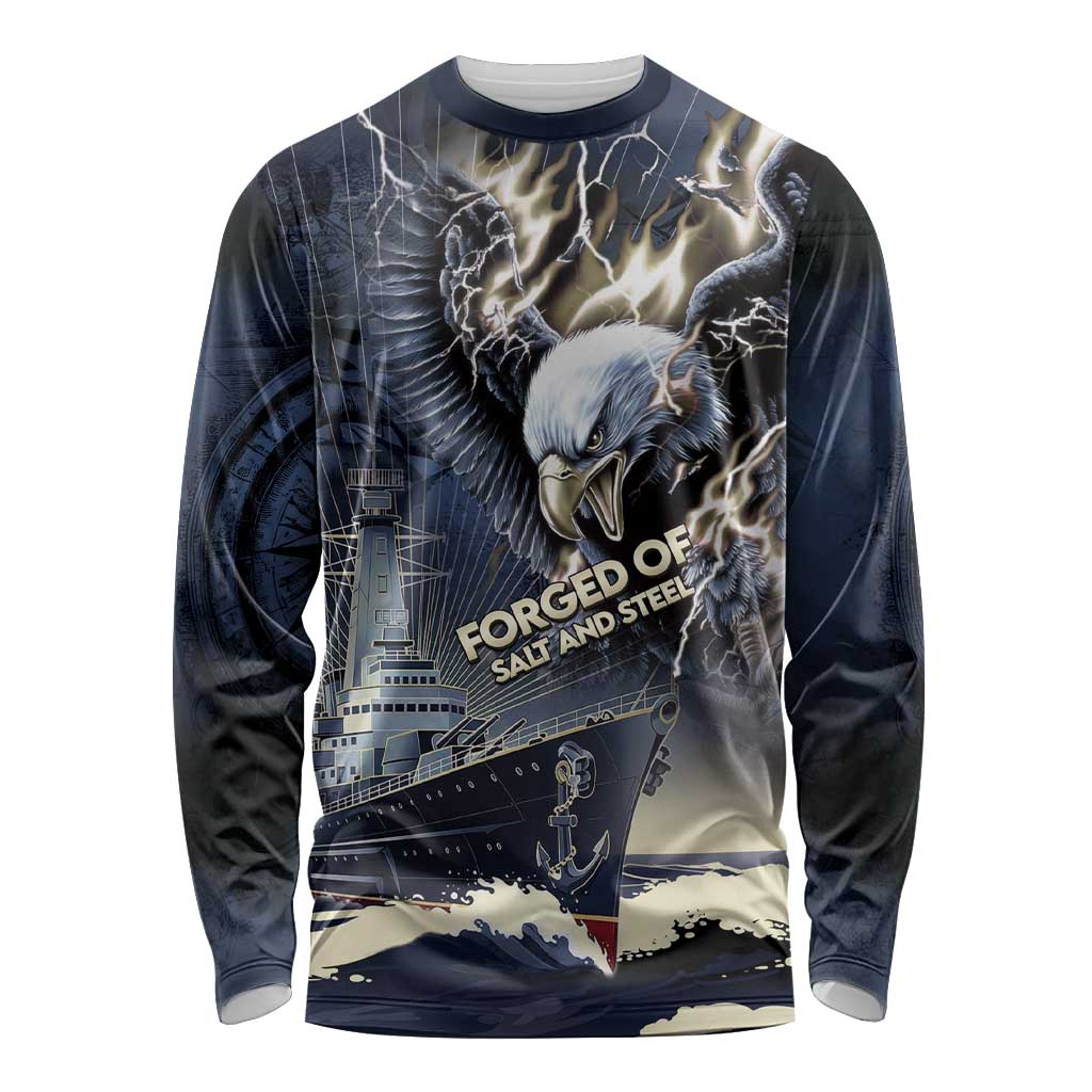 Navy Veteran 250th Anniversary Long Sleeve Shirt Forged Of Salt And Steel - Wonder Print Shop