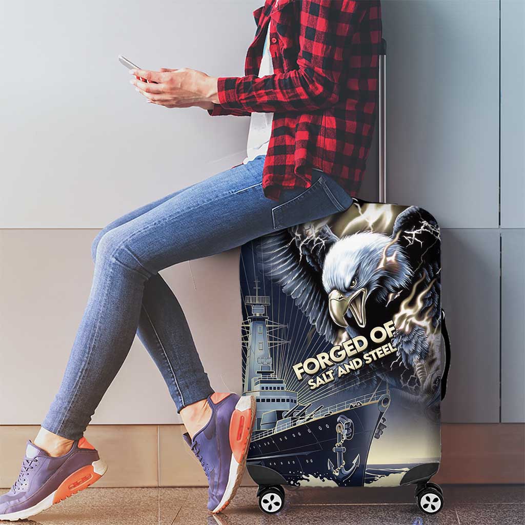 Navy Veteran 250th Anniversary Luggage Cover Forged Of Salt And Steel - Wonder Print Shop