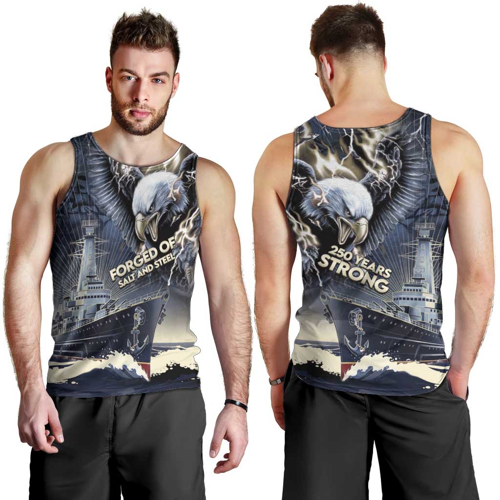 Navy Veteran 250th Anniversary Men Tank Top Forged Of Salt And Steel - Wonder Print Shop