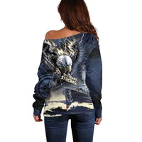 Navy Veteran 250th Anniversary Off Shoulder Sweater Forged Of Salt And Steel - Wonder Print Shop