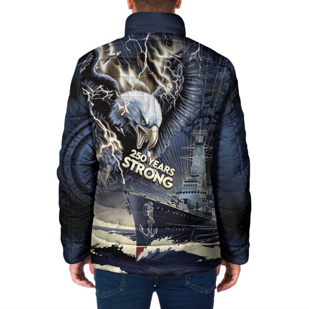 Navy Veteran 250th Anniversary Padded Jacket Forged Of Salt And Steel - Wonder Print Shop