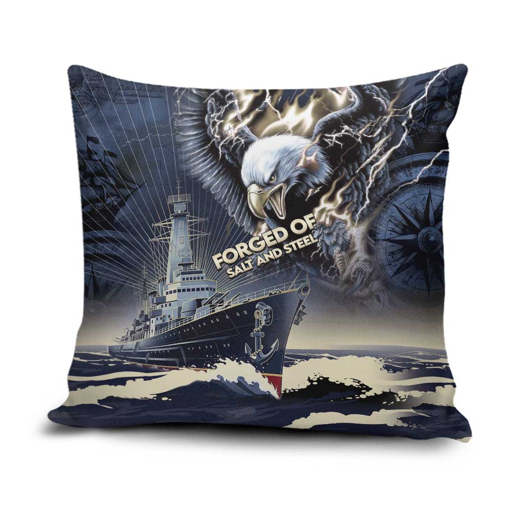Navy Veteran 250th Anniversary Pillow Cover Forged Of Salt And Steel - Wonder Print Shop