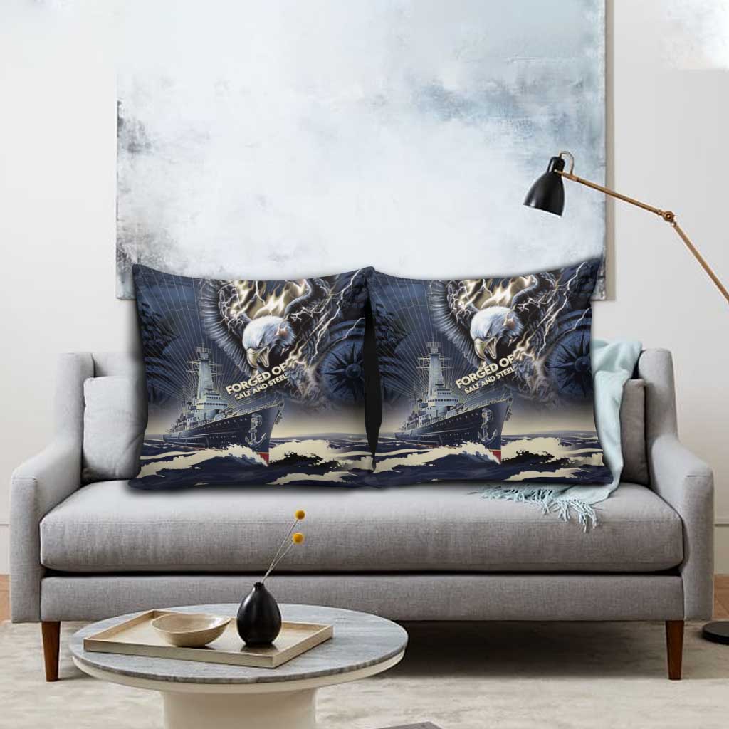 Navy Veteran 250th Anniversary Pillow Cover Forged Of Salt And Steel - Wonder Print Shop
