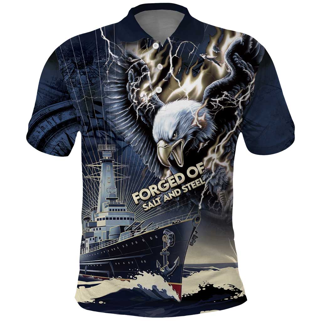 Navy Veteran 250th Anniversary Polo Shirt Forged Of Salt And Steel - Wonder Print Shop