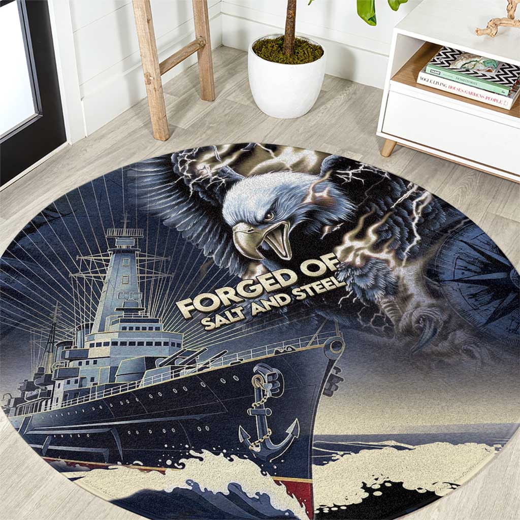 Navy Veteran 250th Anniversary Round Carpet Forged Of Salt And Steel - Wonder Print Shop