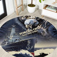 Navy Veteran 250th Anniversary Round Carpet Forged Of Salt And Steel - Wonder Print Shop