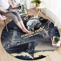 Navy Veteran 250th Anniversary Round Carpet Forged Of Salt And Steel - Wonder Print Shop