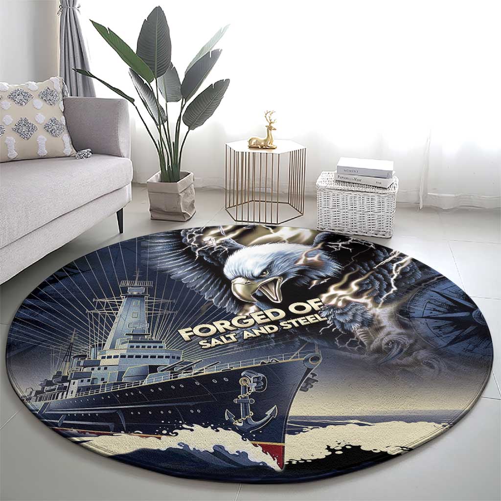Navy Veteran 250th Anniversary Round Carpet Forged Of Salt And Steel - Wonder Print Shop