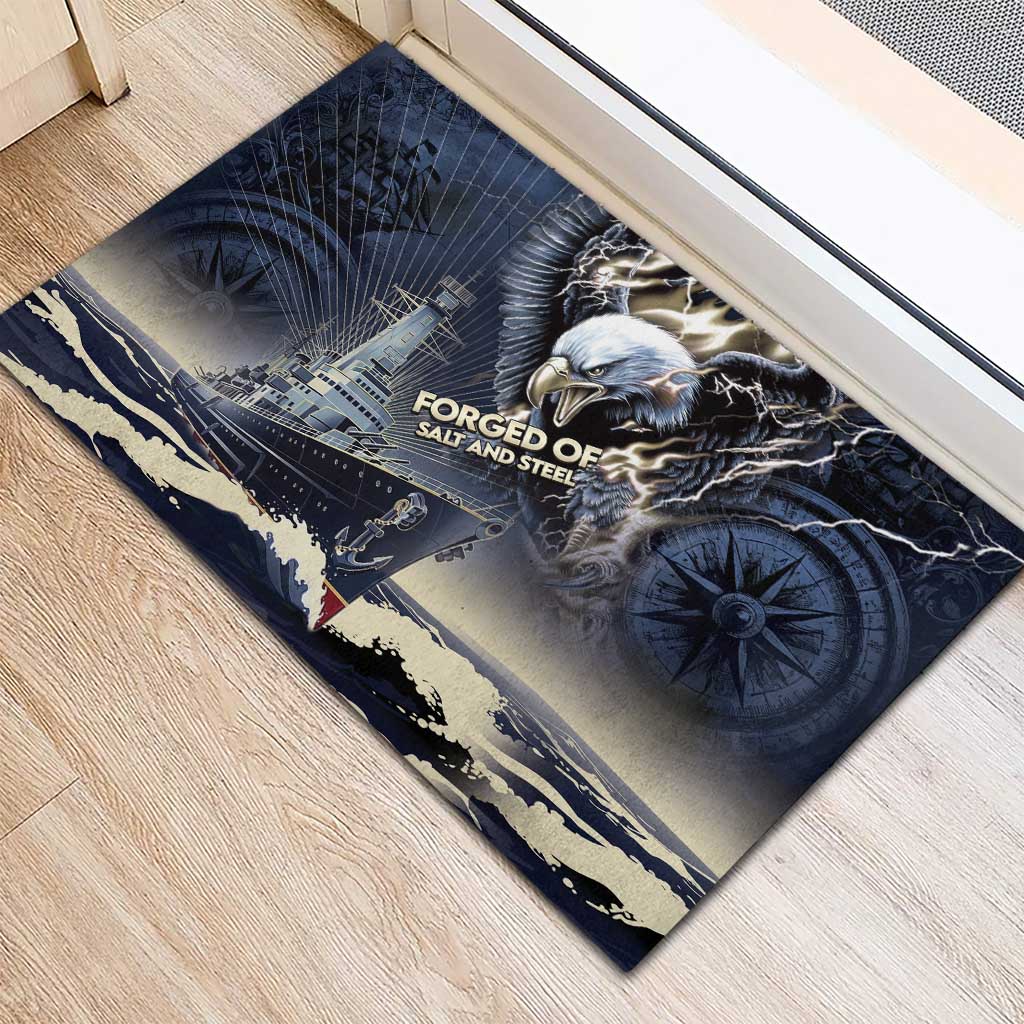 Navy Veteran 250th Anniversary Rubber Doormat Forged Of Salt And Steel - Wonder Print Shop