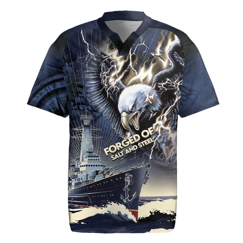 Navy Veteran 250th Anniversary Rugby Jersey Forged Of Salt And Steel - Wonder Print Shop