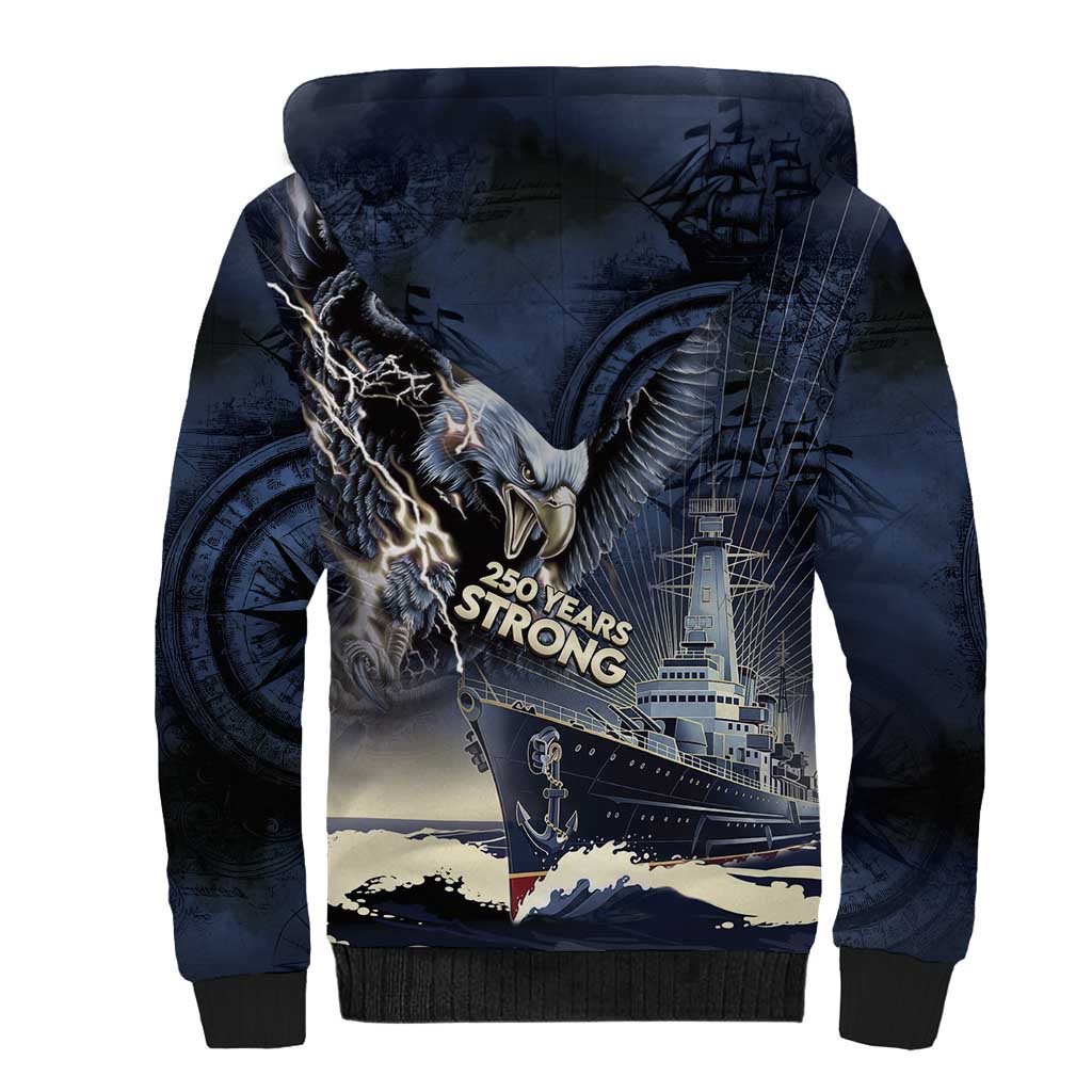 Navy Veteran 250th Anniversary Sherpa Hoodie Forged Of Salt And Steel - Wonder Print Shop