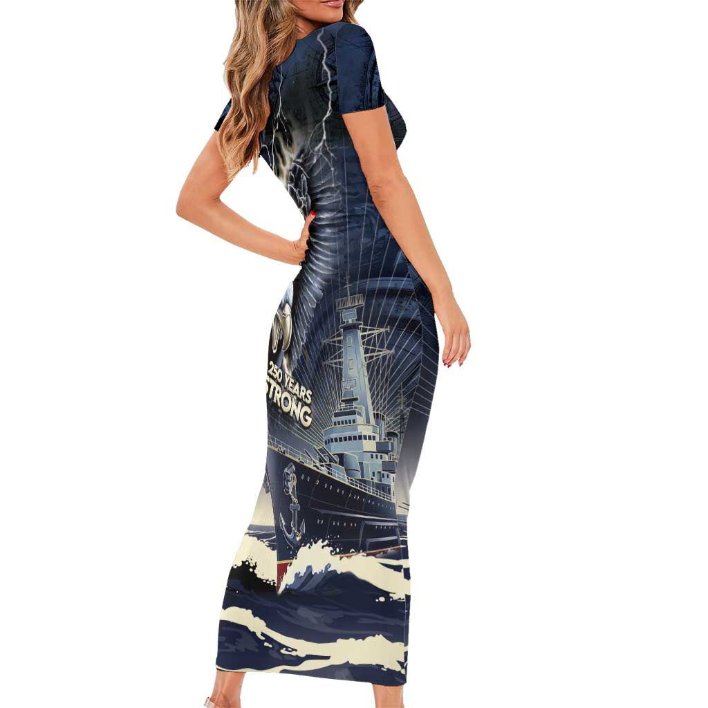 Navy Veteran 250th Anniversary Short Sleeve Bodycon Dress Forged Of Salt And Steel - Wonder Print Shop
