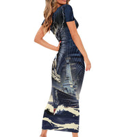 Navy Veteran 250th Anniversary Short Sleeve Bodycon Dress Forged Of Salt And Steel - Wonder Print Shop