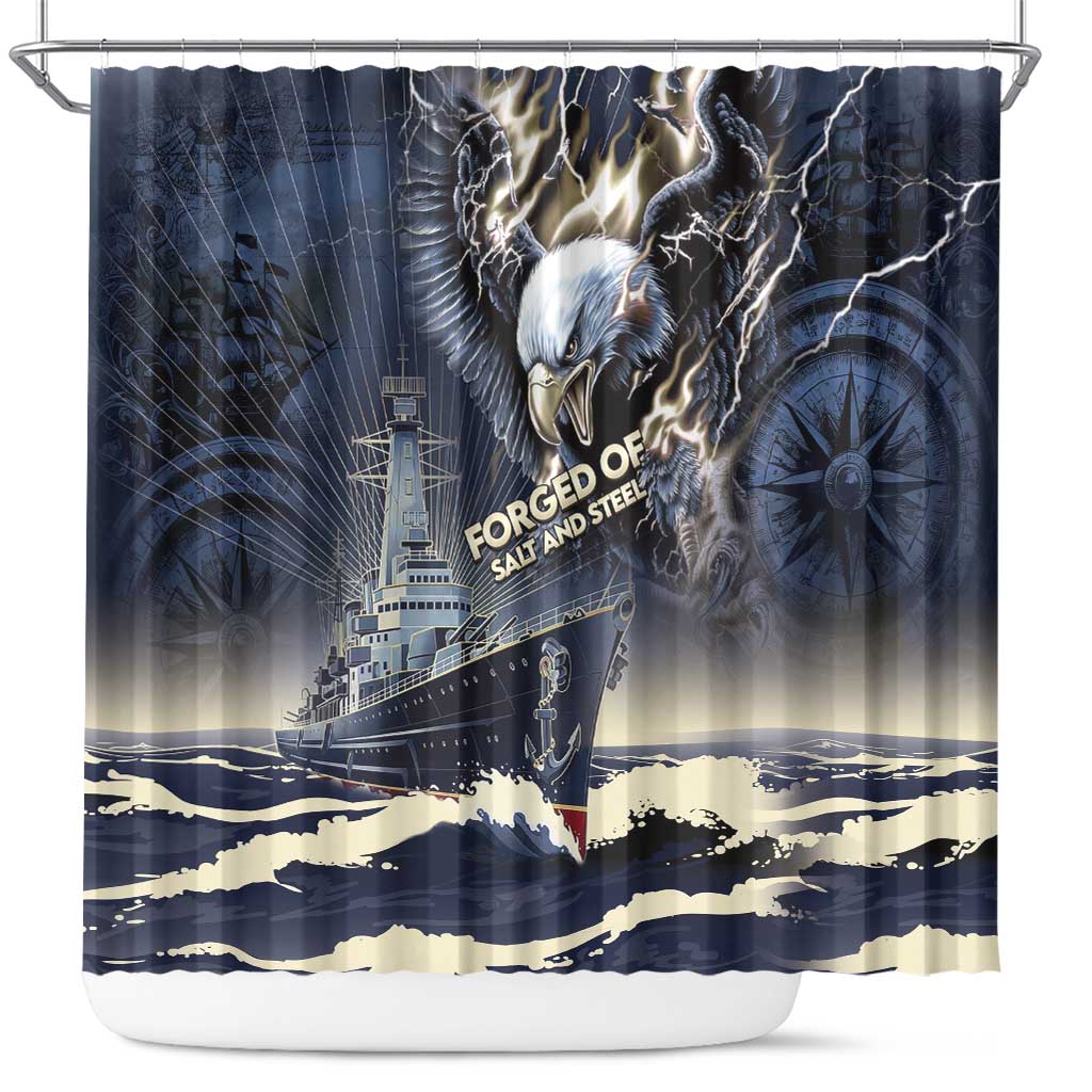 Navy Veteran 250th Anniversary Shower Curtain Forged Of Salt And Steel - Wonder Print Shop