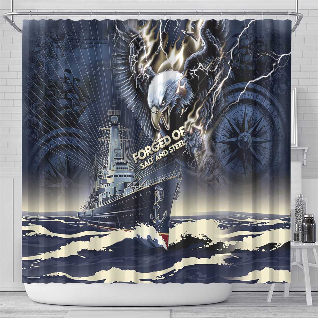 Navy Veteran 250th Anniversary Shower Curtain Forged Of Salt And Steel - Wonder Print Shop