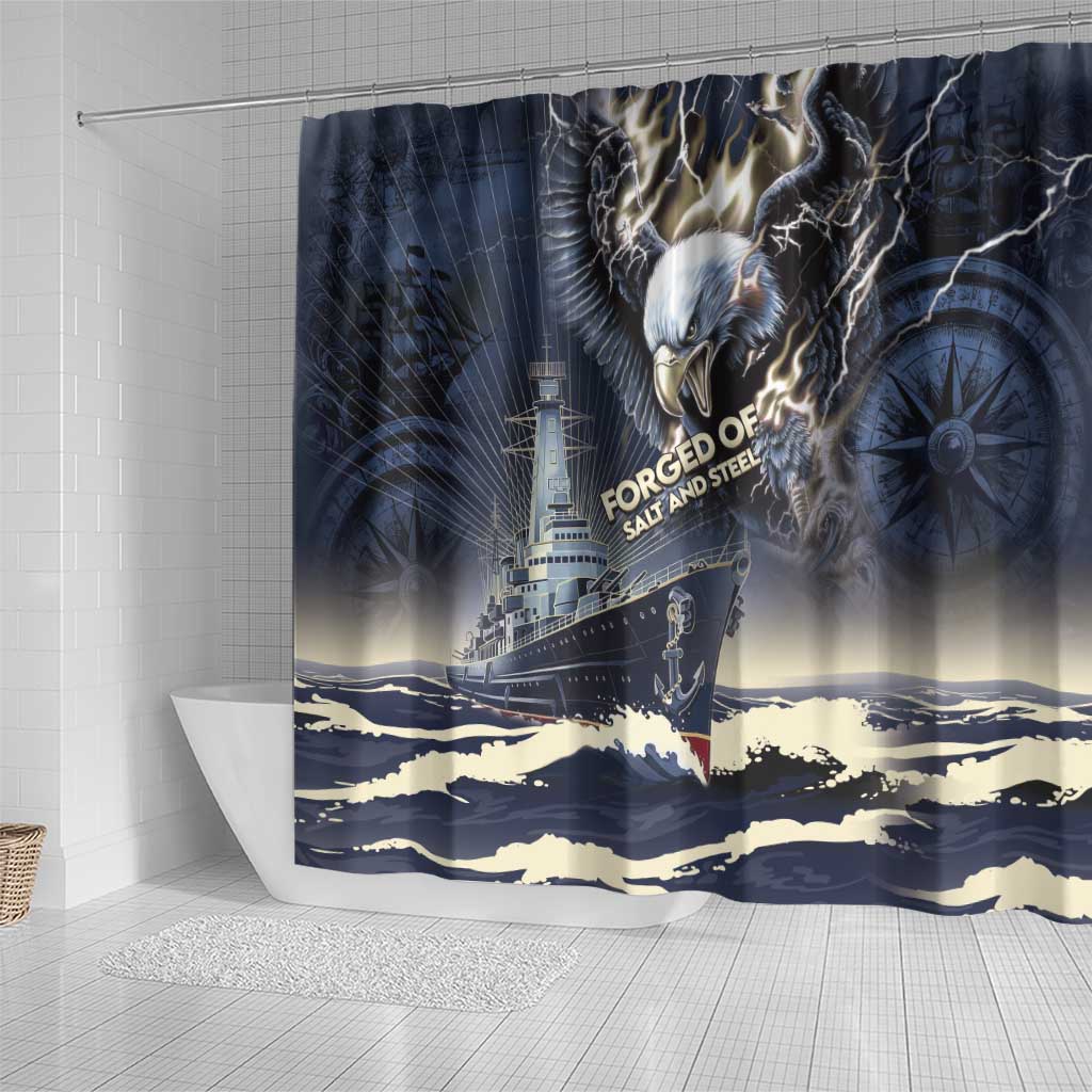 Navy Veteran 250th Anniversary Shower Curtain Forged Of Salt And Steel - Wonder Print Shop