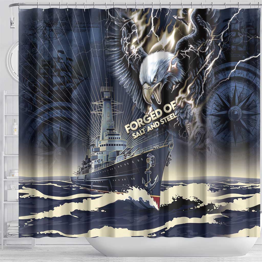 Navy Veteran 250th Anniversary Shower Curtain Forged Of Salt And Steel - Wonder Print Shop