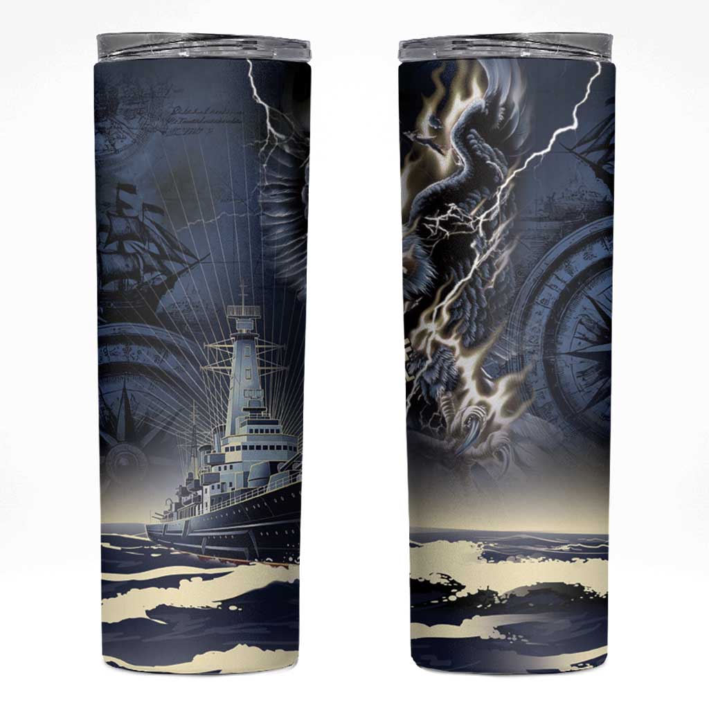 Navy Veteran 250th Anniversary Skinny Tumbler Forged Of Salt And Steel - Wonder Print Shop