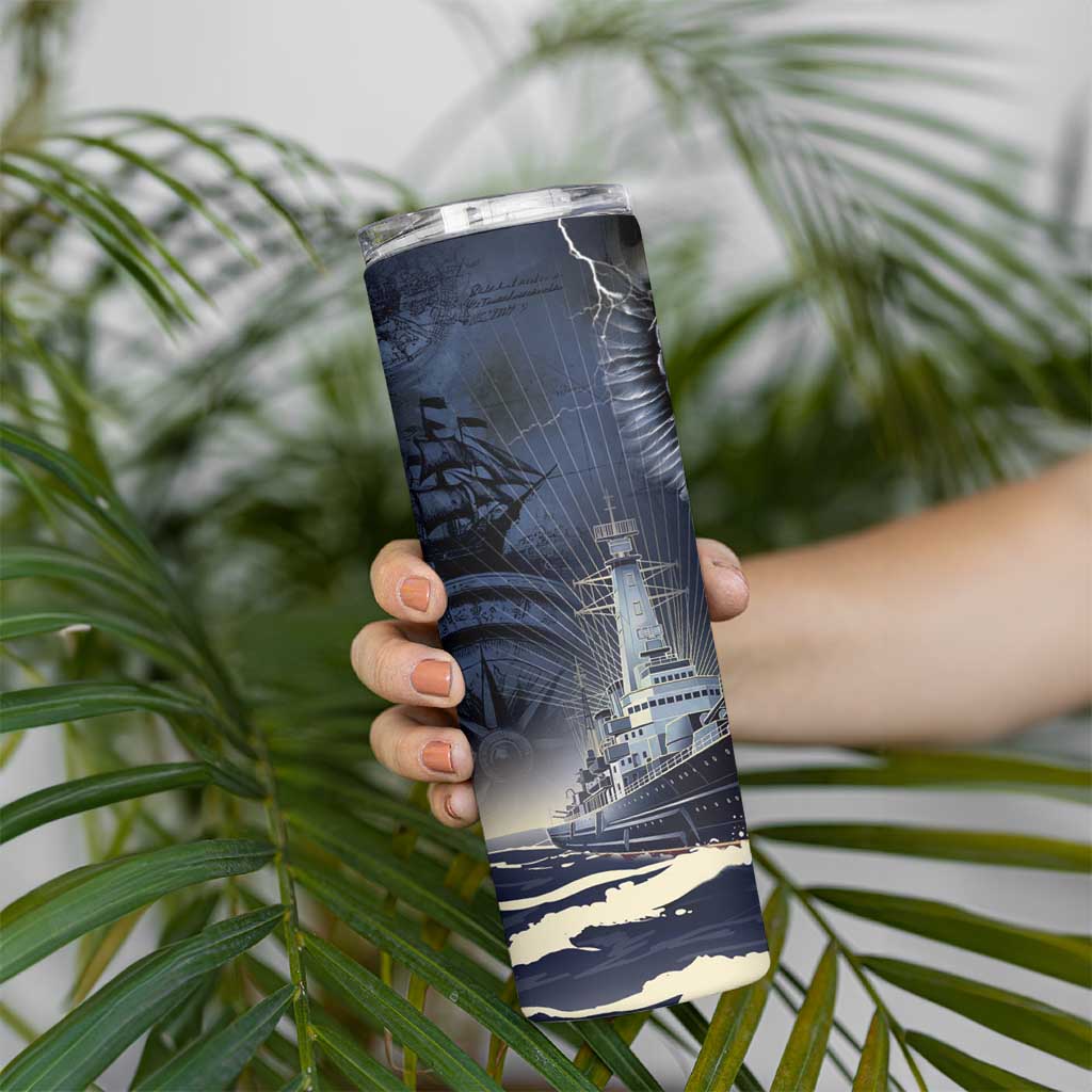 Navy Veteran 250th Anniversary Skinny Tumbler Forged Of Salt And Steel - Wonder Print Shop