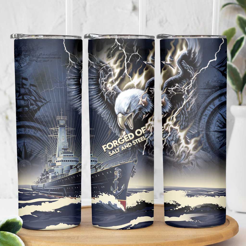 Navy Veteran 250th Anniversary Skinny Tumbler Forged Of Salt And Steel - Wonder Print Shop