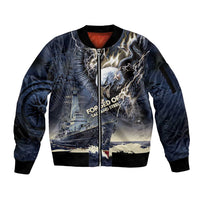 Navy Veteran 250th Anniversary Sleeve Zip Bomber Jacket Forged Of Salt And Steel - Wonder Print Shop