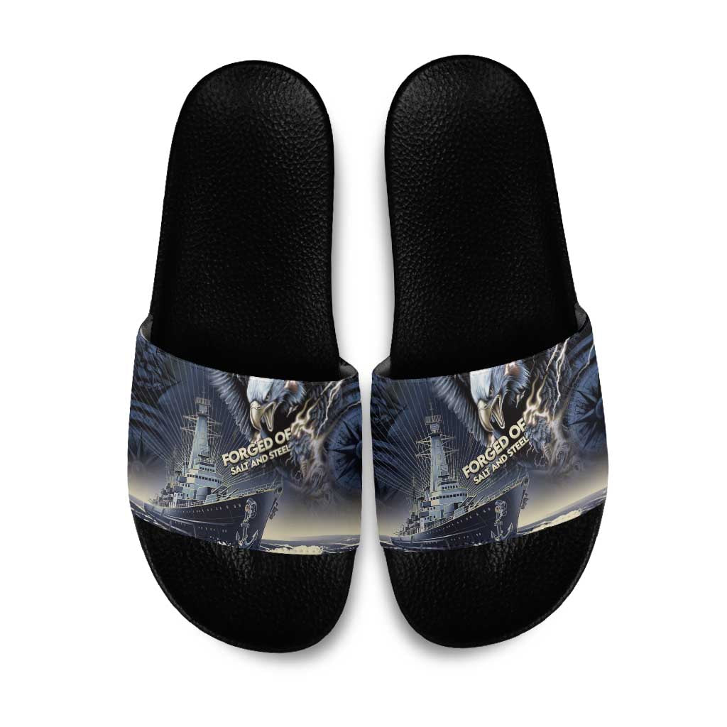 Navy Veteran 250th Anniversary Slide Sandals Forged Of Salt And Steel - Wonder Print Shop