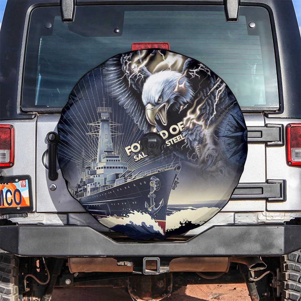 Navy Veteran 250th Anniversary Spare Tire Cover Forged Of Salt And Steel - Wonder Print Shop