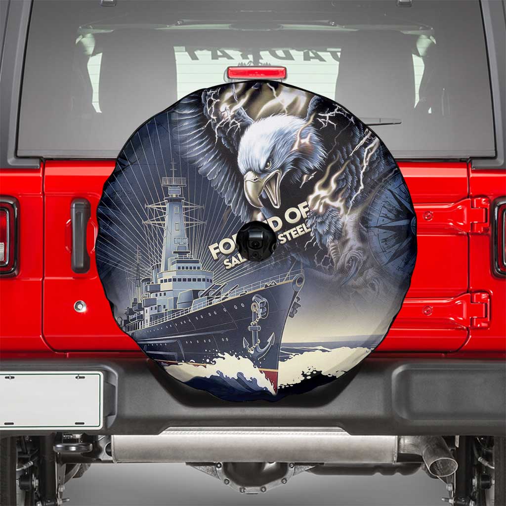 Navy Veteran 250th Anniversary Spare Tire Cover Forged Of Salt And Steel - Wonder Print Shop