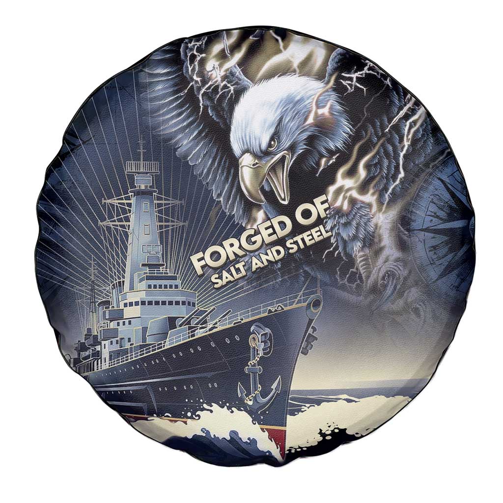 Navy Veteran 250th Anniversary Spare Tire Cover Forged Of Salt And Steel - Wonder Print Shop