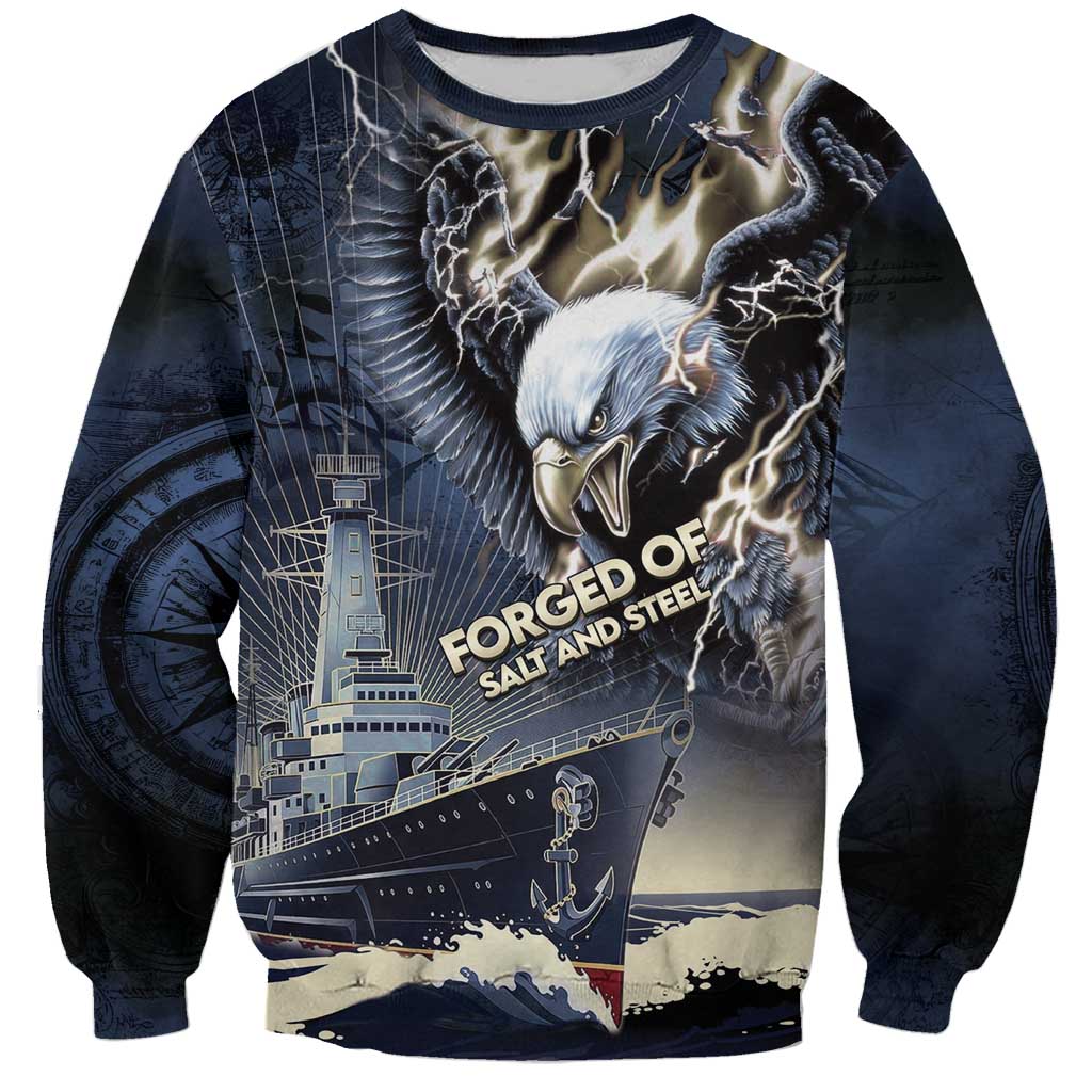Navy Veteran 250th Anniversary Sweatshirt Forged Of Salt And Steel - Wonder Print Shop