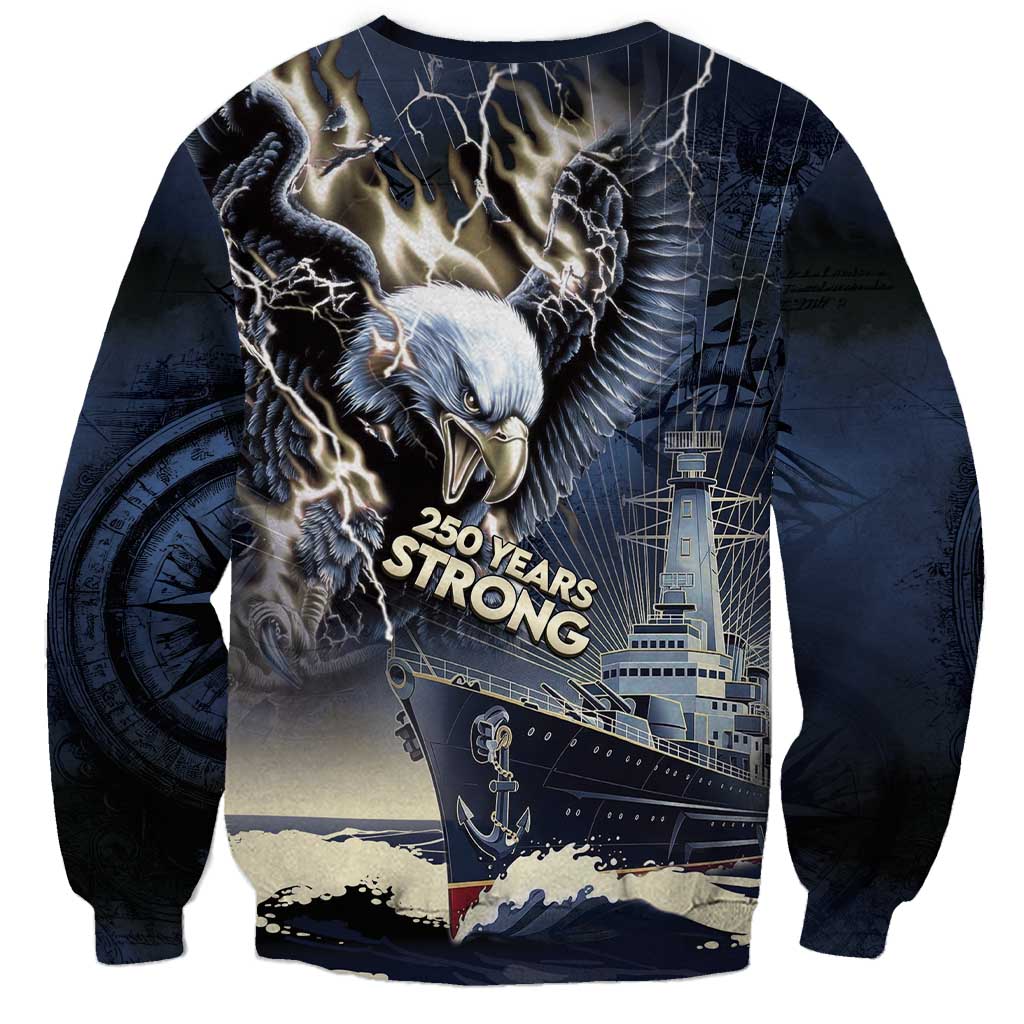 Navy Veteran 250th Anniversary Sweatshirt Forged Of Salt And Steel - Wonder Print Shop