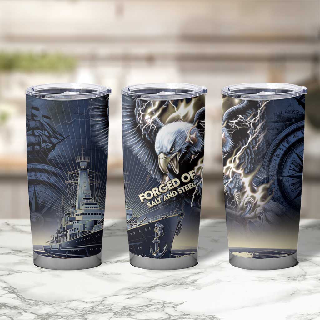 Navy Veteran 250th Anniversary Tumbler Cup Forged Of Salt And Steel - Wonder Print Shop