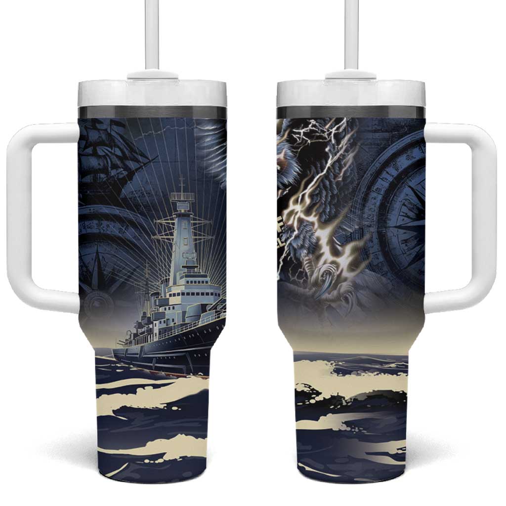 Navy Veteran 250th Anniversary Tumbler With Handle Forged Of Salt And Steel - Wonder Print Shop