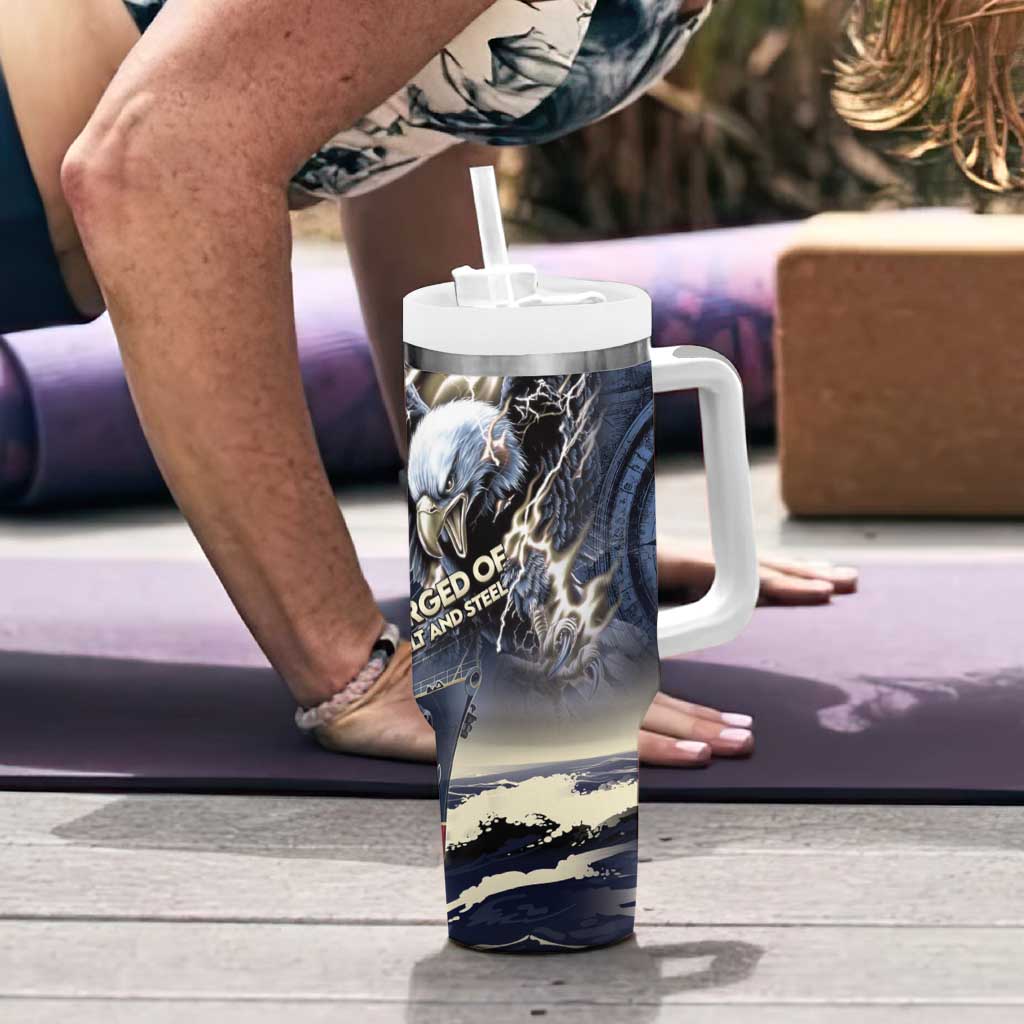 Navy Veteran 250th Anniversary Tumbler With Handle Forged Of Salt And Steel - Wonder Print Shop