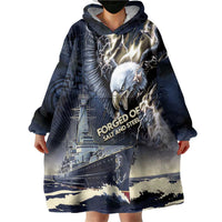 Navy Veteran 250th Anniversary Wearable Blanket Hoodie Forged Of Salt And Steel - Wonder Print Shop