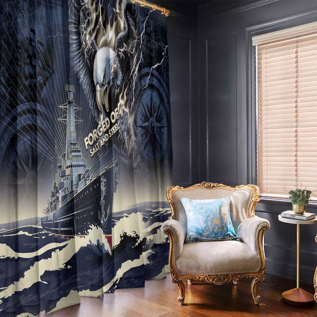 Navy Veteran 250th Anniversary Window Curtain Forged Of Salt And Steel - Wonder Print Shop