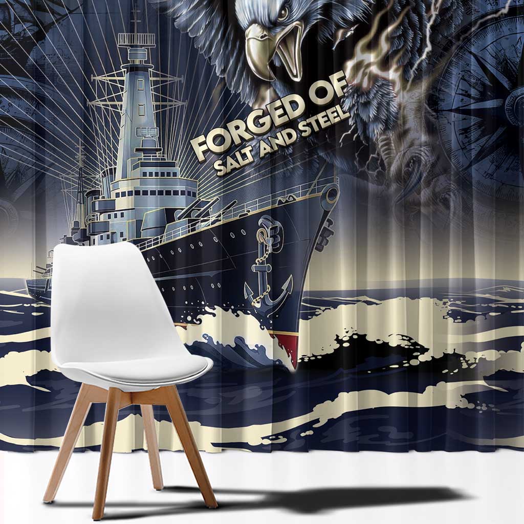 Navy Veteran 250th Anniversary Window Curtain Forged Of Salt And Steel - Wonder Print Shop