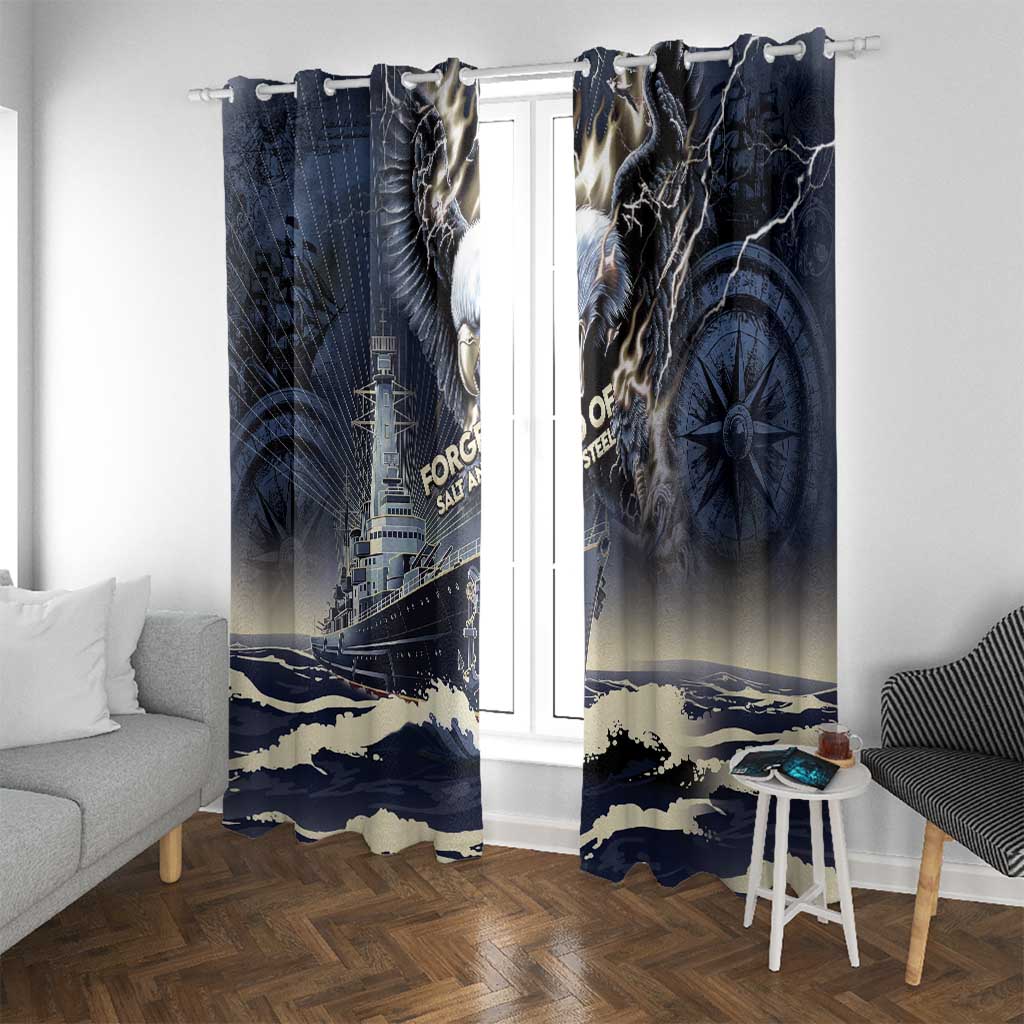Navy Veteran 250th Anniversary Window Curtain Forged Of Salt And Steel - Wonder Print Shop