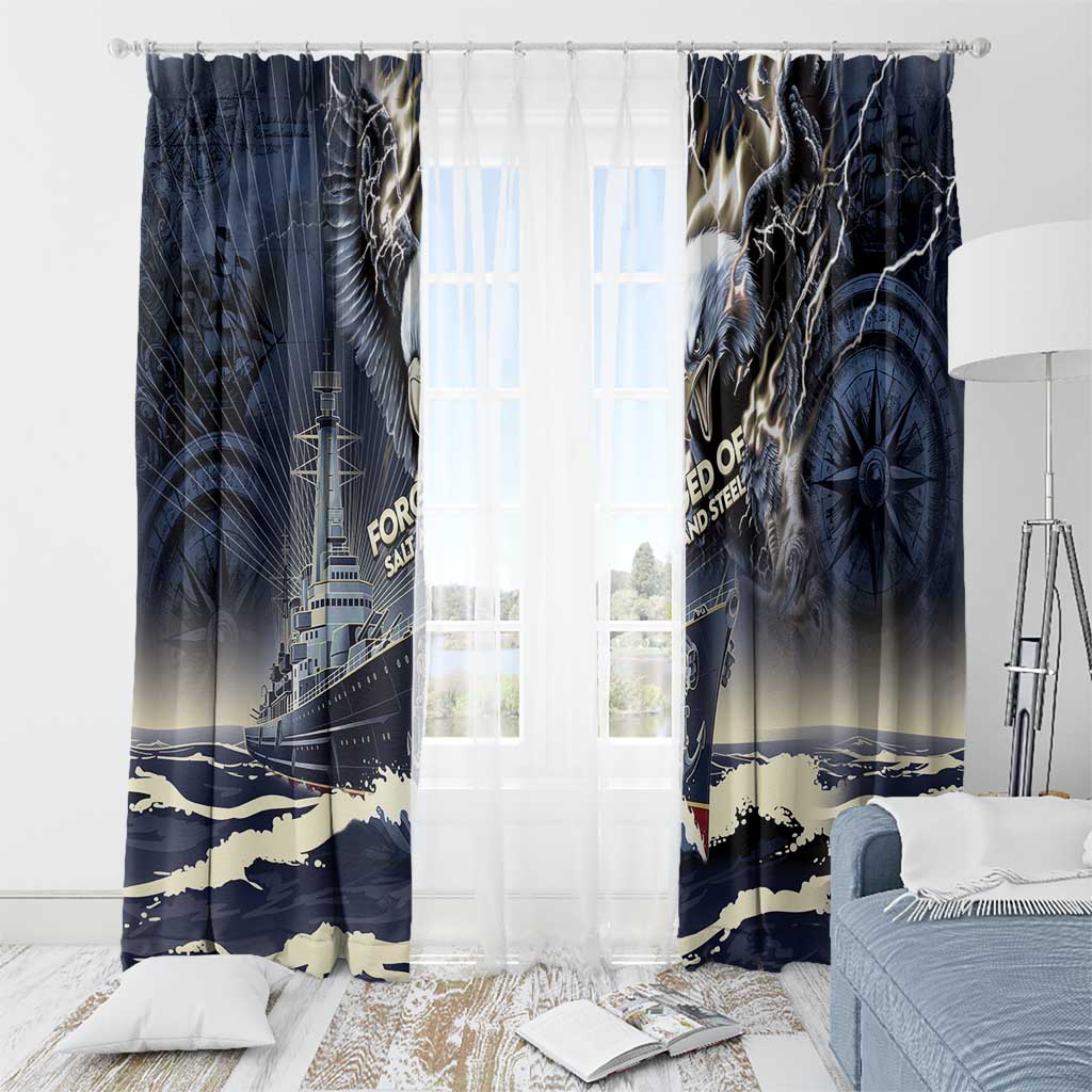 Navy Veteran 250th Anniversary Window Curtain Forged Of Salt And Steel - Wonder Print Shop