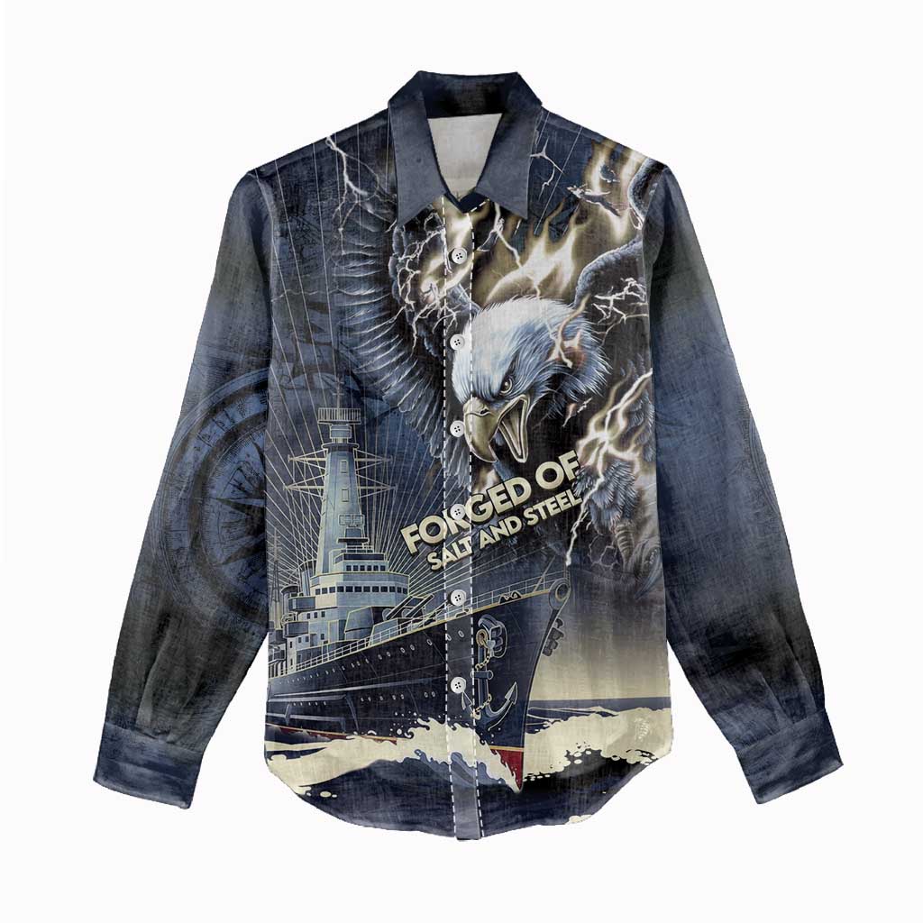 Navy Veteran 250th Anniversary Women Casual Shirt Forged Of Salt And Steel - Wonder Print Shop