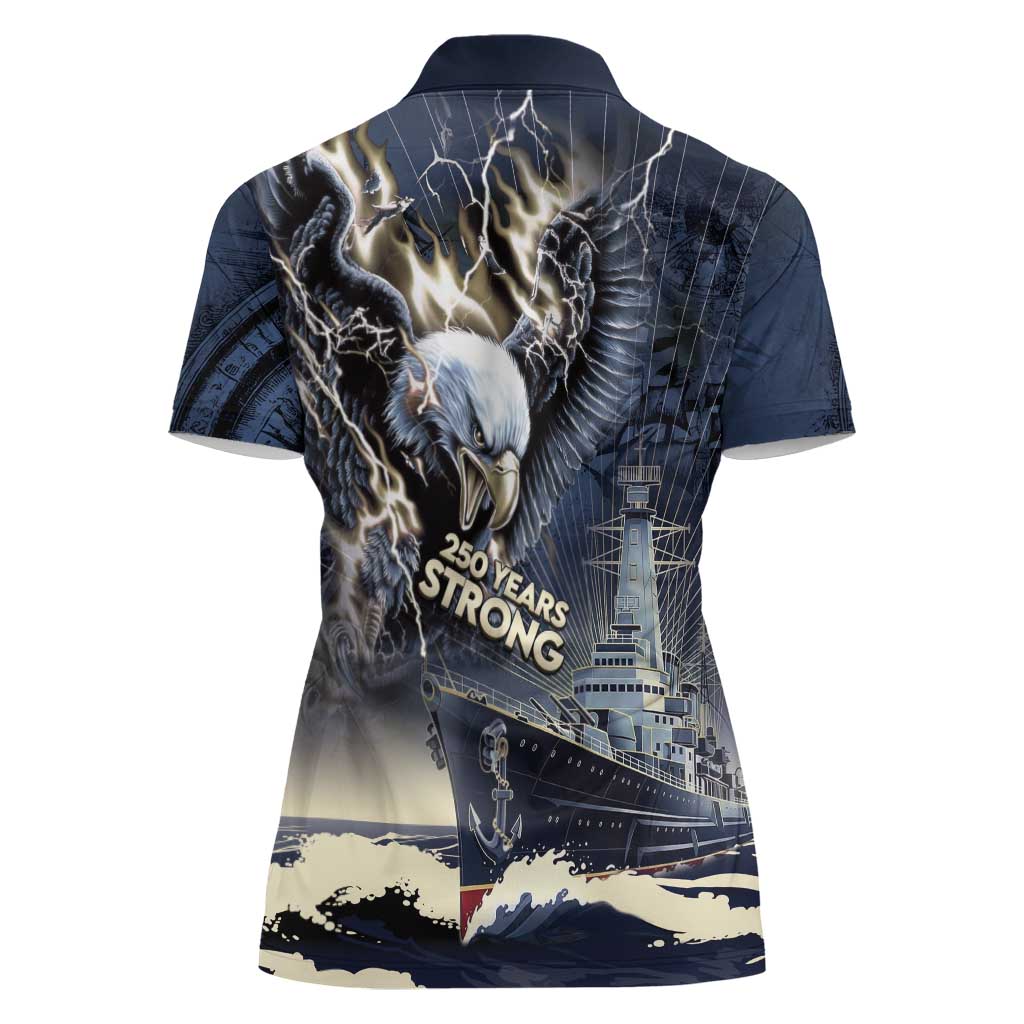 Navy Veteran 250th Anniversary Women Polo Shirt Forged Of Salt And Steel - Wonder Print Shop