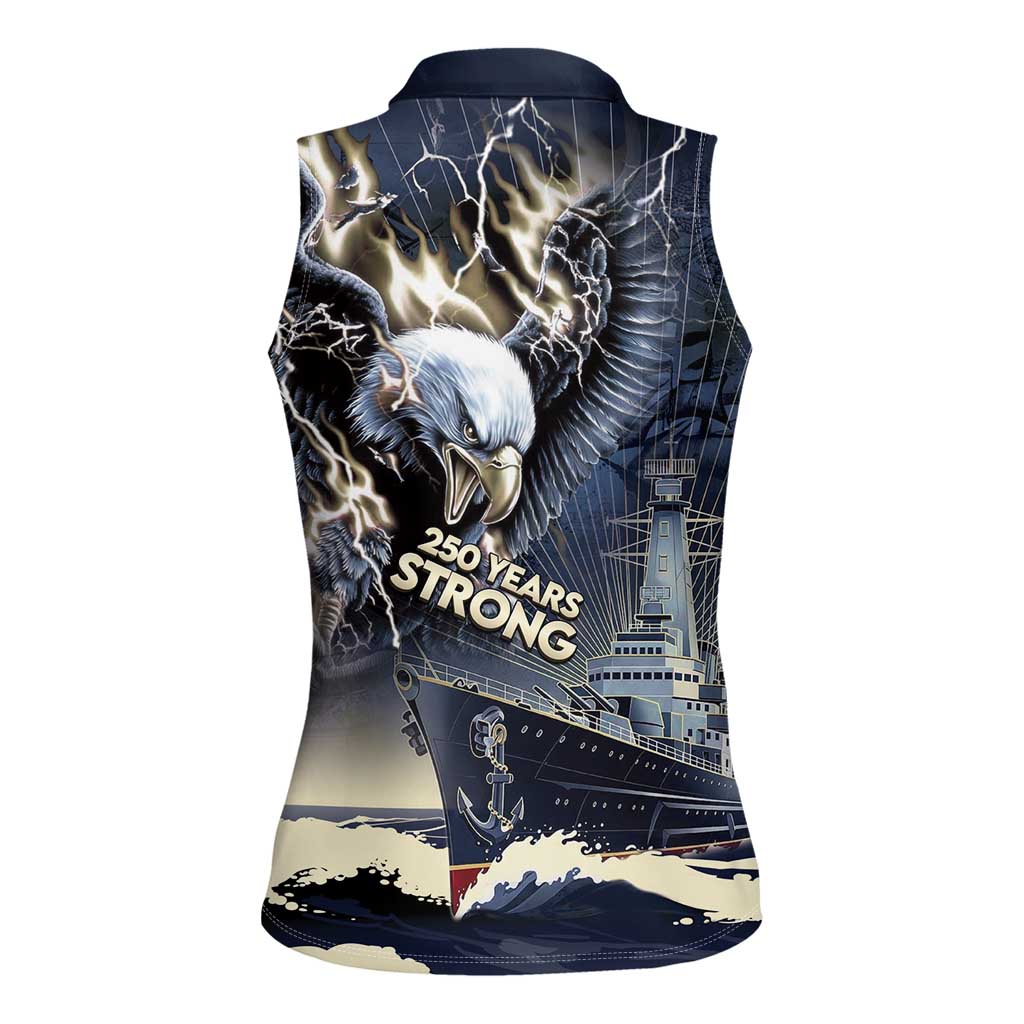 Navy Veteran 250th Anniversary Women Sleeveless Polo Shirt Forged Of Salt And Steel - Wonder Print Shop