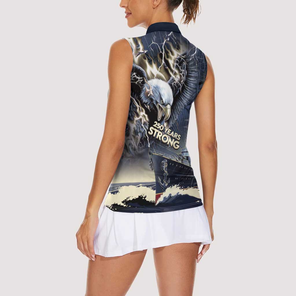 Navy Veteran 250th Anniversary Women Sleeveless Polo Shirt Forged Of Salt And Steel - Wonder Print Shop