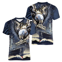 Navy Veteran 250th Anniversary Women V-Neck T-Shirt Forged Of Salt And Steel - Wonder Print Shop