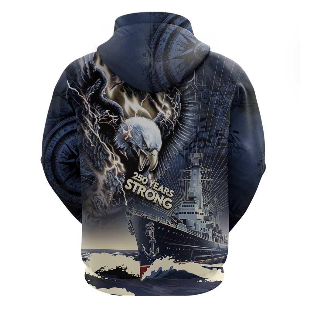 Navy Veteran 250th Anniversary Zip Hoodie Forged Of Salt And Steel - Wonder Print Shop