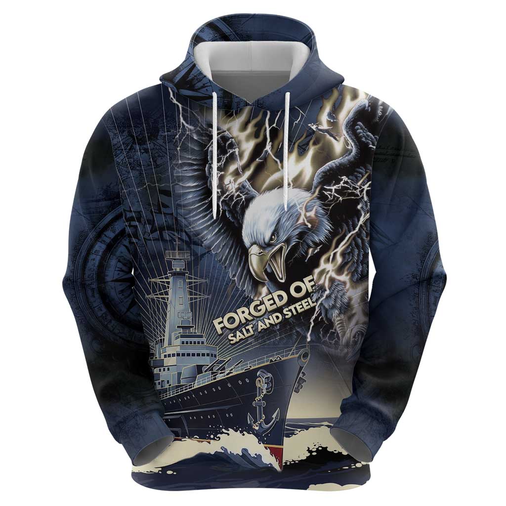 Navy Veteran 250th Anniversary Zip Hoodie Forged Of Salt And Steel - Wonder Print Shop