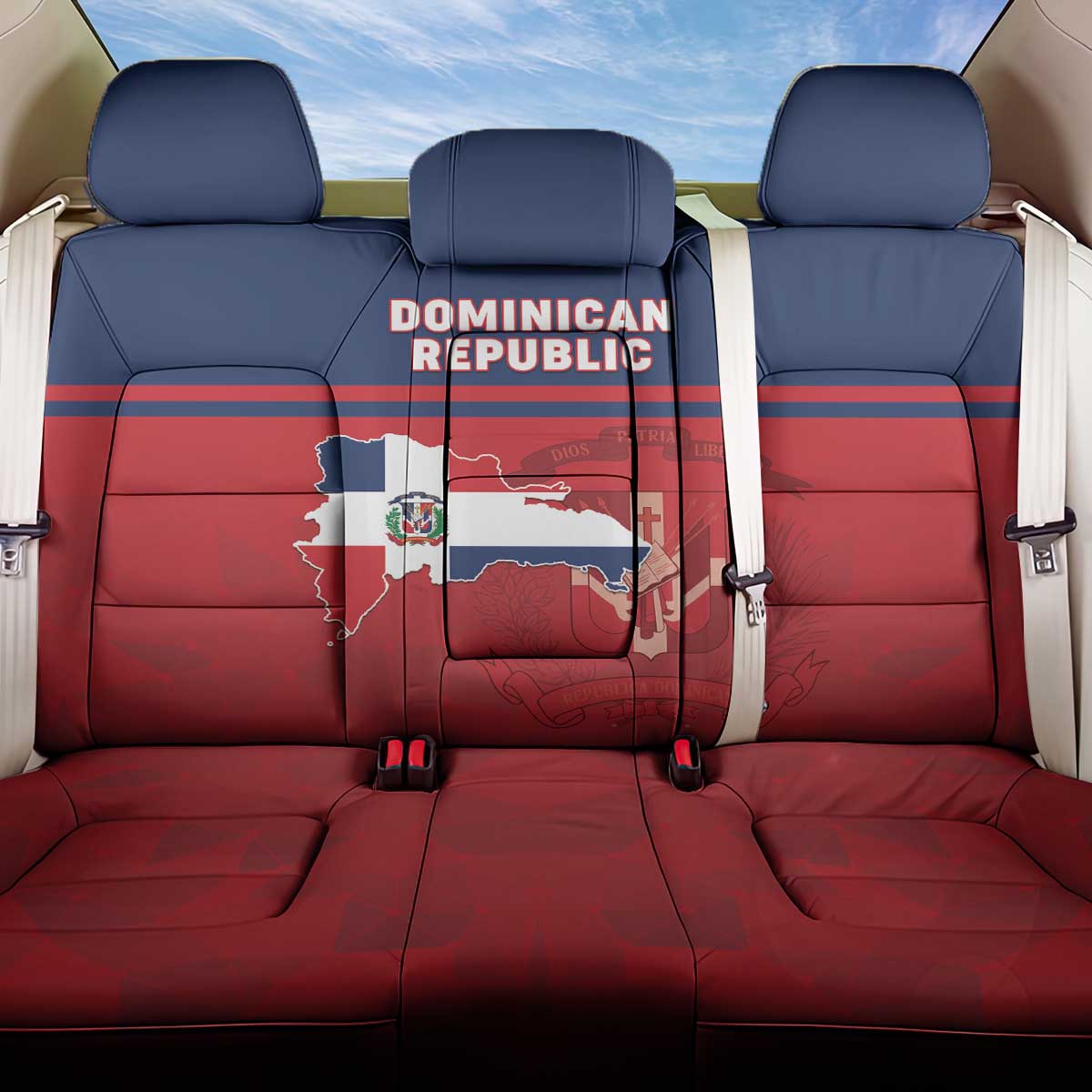 Dominican Republic Back Car Seat Cover Dominicana Flag Map