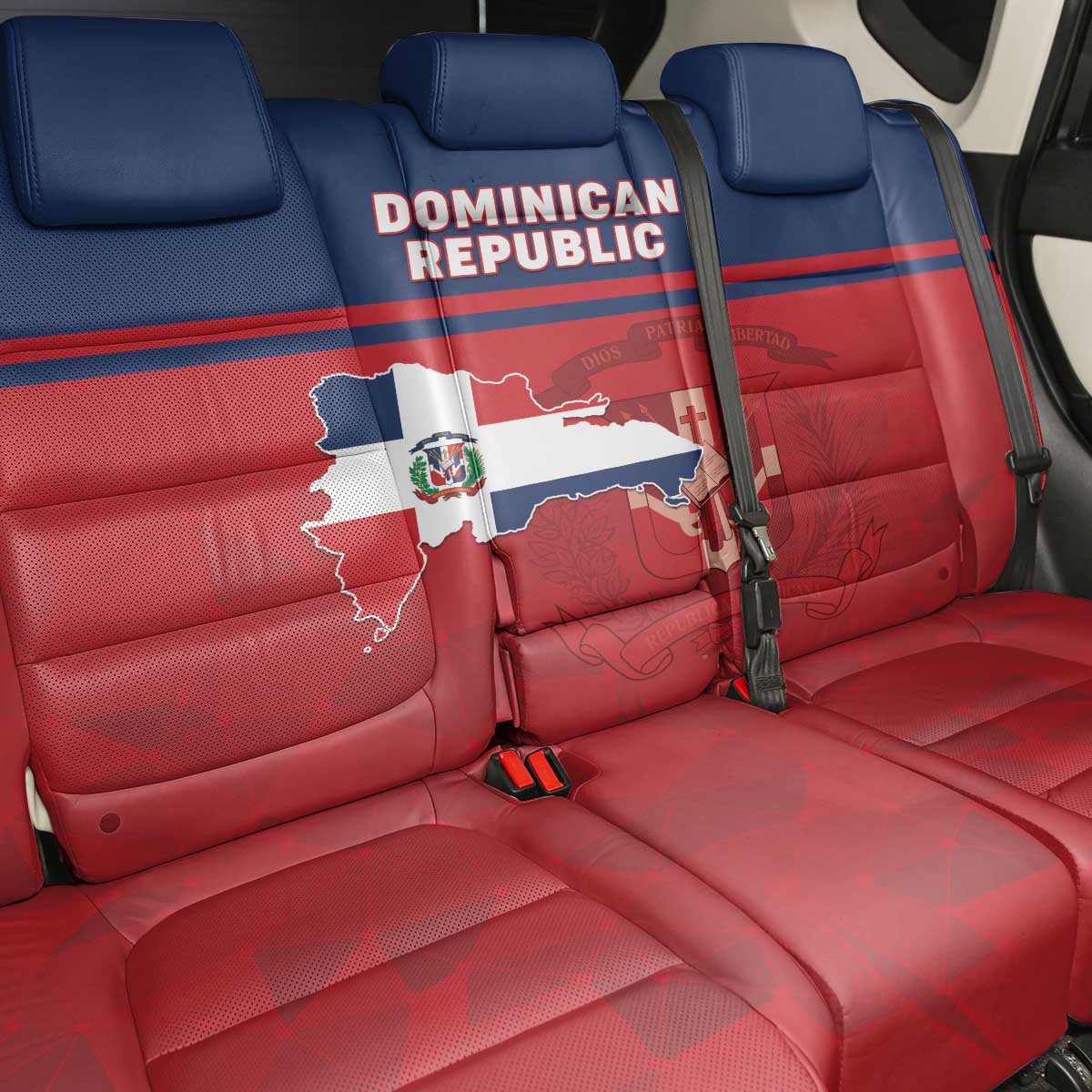 Dominican Republic Back Car Seat Cover Dominicana Flag Map